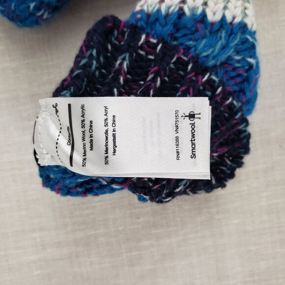 Smartwool Isto Hand Warmer Fingerless Gloves Cable Knit Merino Wool Blend Blue - Picture 4 of 6